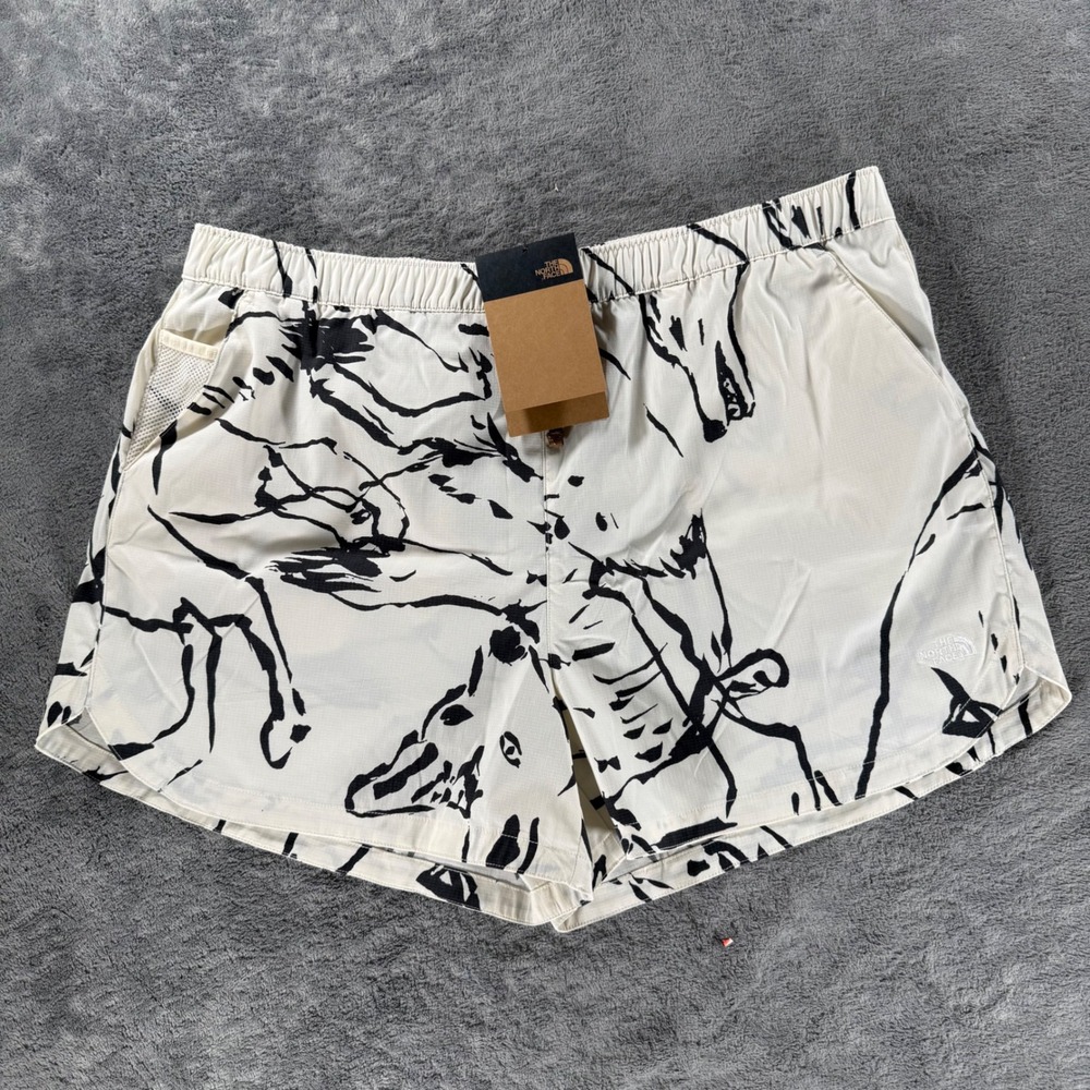 The North Face Pathfinder Shorts Women XXL White Dune Coyote Print NF0A86SA